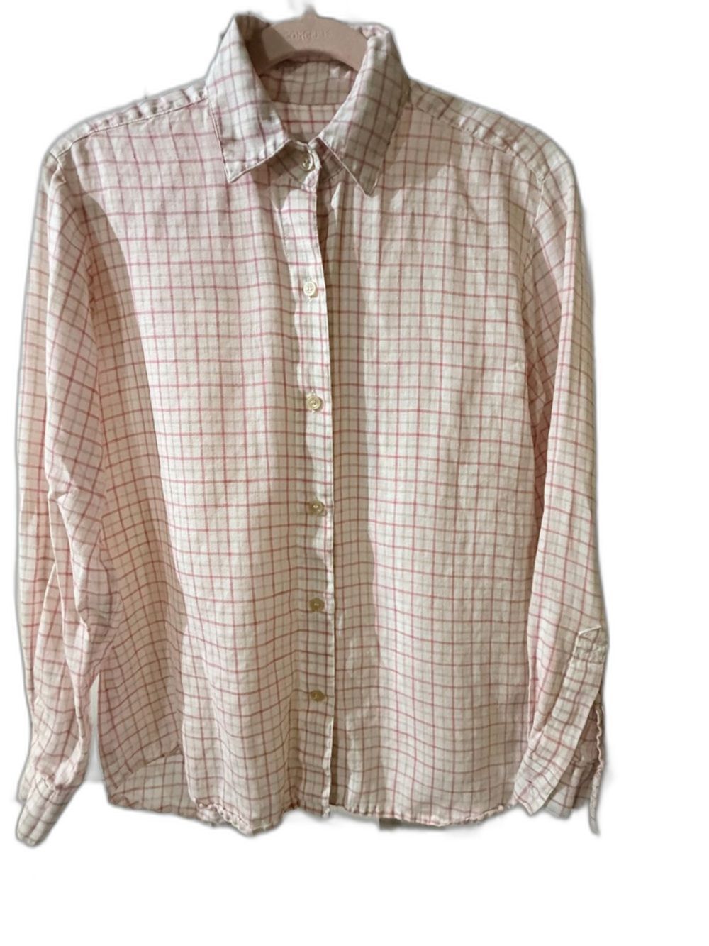 Liz Claiborne Pink and White Plaid Button-Down Shirt